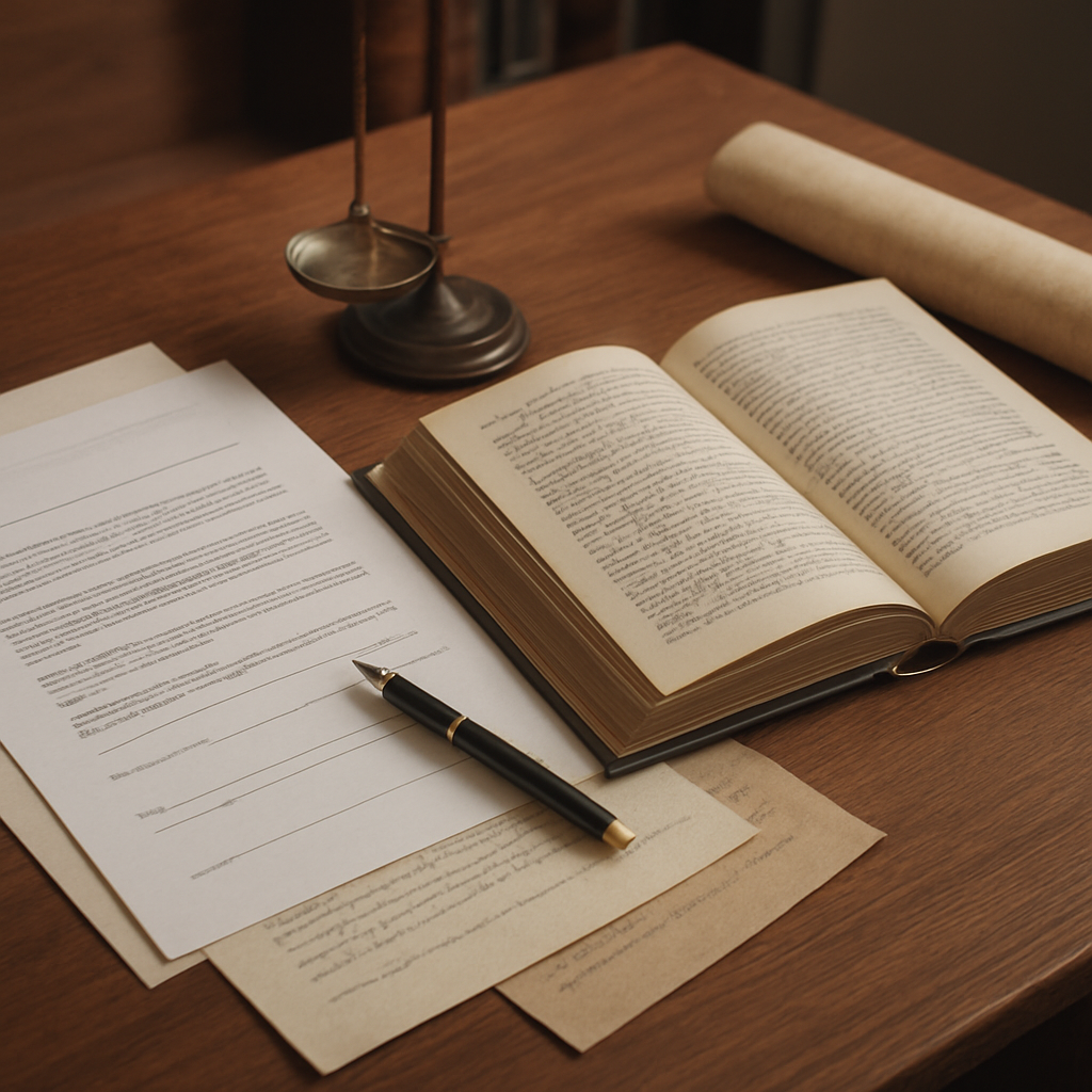 Documenti e manoscritti in uno studio legale per attività immobiliare in Italia